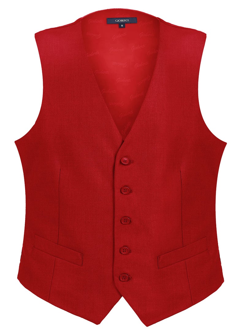 Gioberti Men's Formal Suit Vest Fit for Business or Casual Dress, Red, Small - Image 1